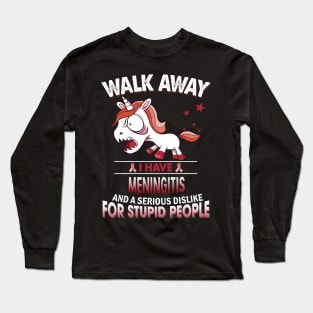 funny meningitis grumpy unicorn warrior Long Sleeve T-Shirt